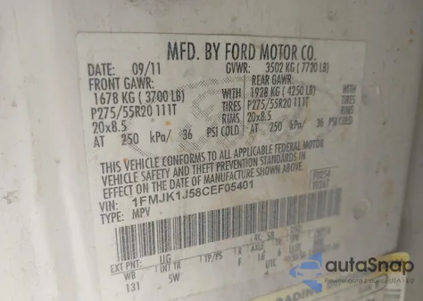 2012 Ford Expedition El King Ranch z USA, uszkodzony, nr VIN 1FMJK1J58CEF05401